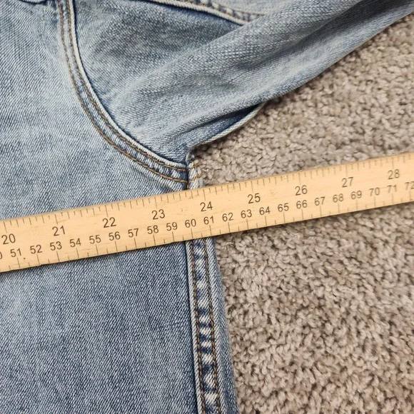 Free People Denim Jacket Women‎ M/L Distressed Light Wash Jean Coat - Picture 12 of 15